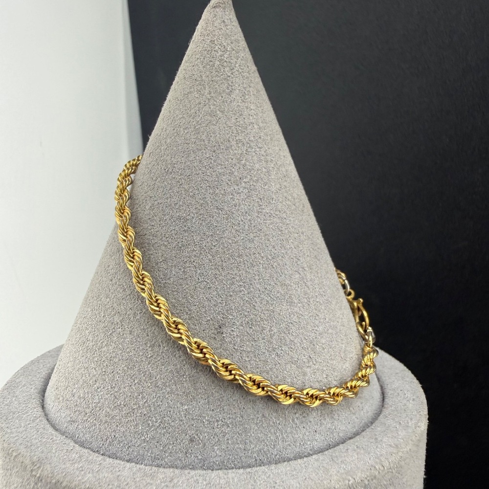 Monet Rope Chain Bracelet Gold Tone Signed Delicate Dainty 7.5"